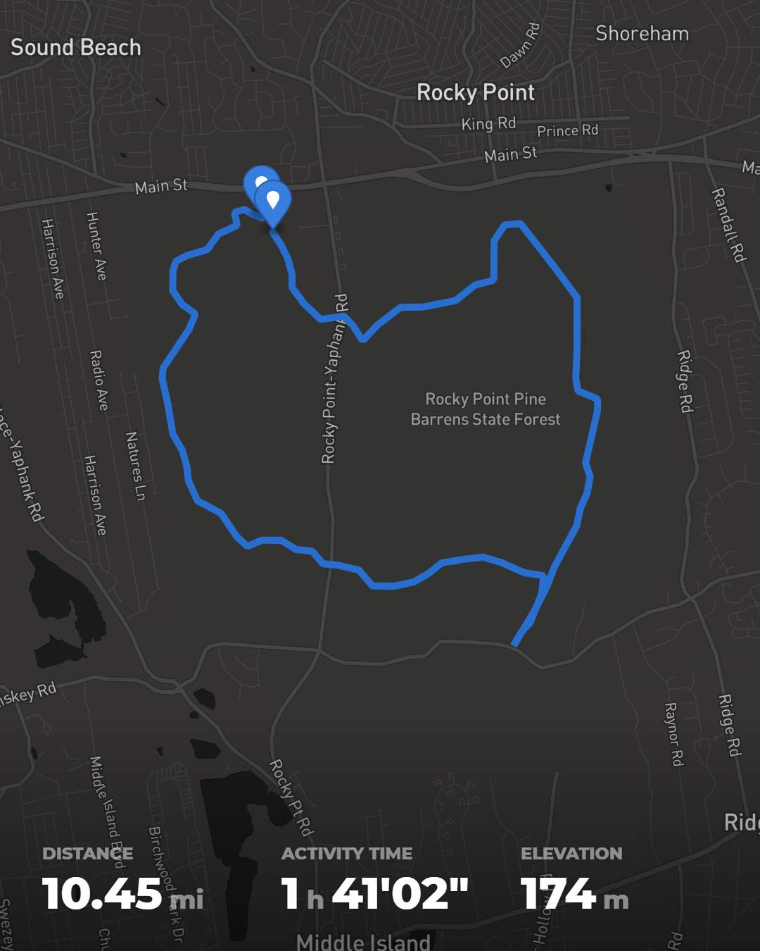 Tesla Hertz 10.48-mile Pine Barrens course map